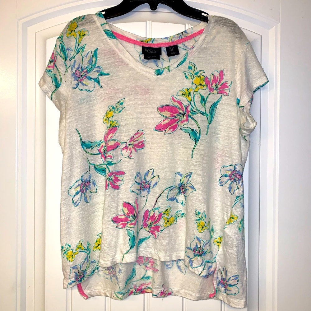 RACHEL Rachel Roy 100% Linen Top 🌸 Floral Design size Large